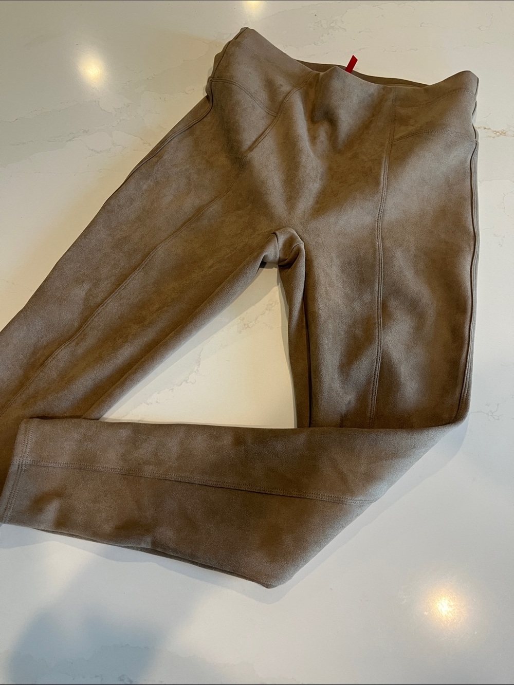 Spanx Faux Suede   High-Waist Leggings in Taupe - Picture 2 of 6